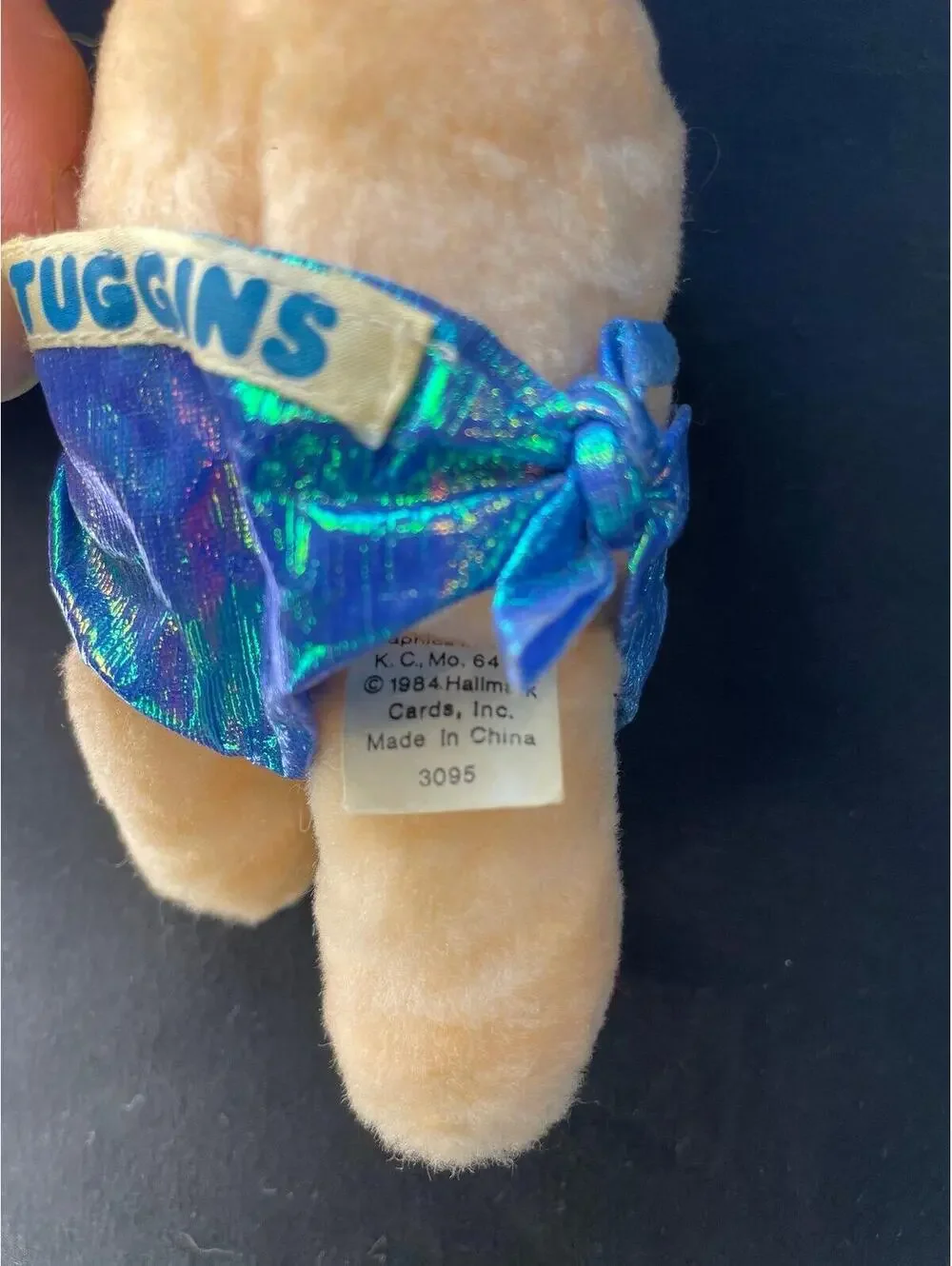 Vintage 1984 Hallmark Tuggins Plush Baby Doll Toy Blue Holographic Diaper KC Mfg